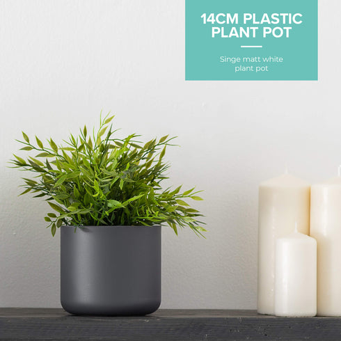 14cm Round Plant Pot Set of 2 - Matt Grey